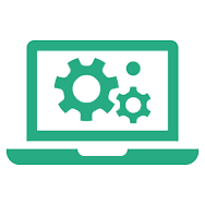 Laptop with settings icon in it