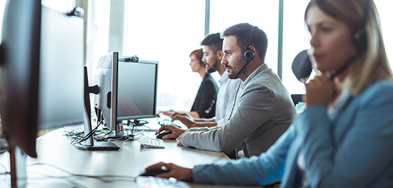 people working in call center