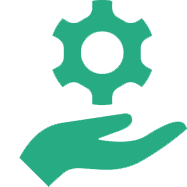 Hand holding settings icon